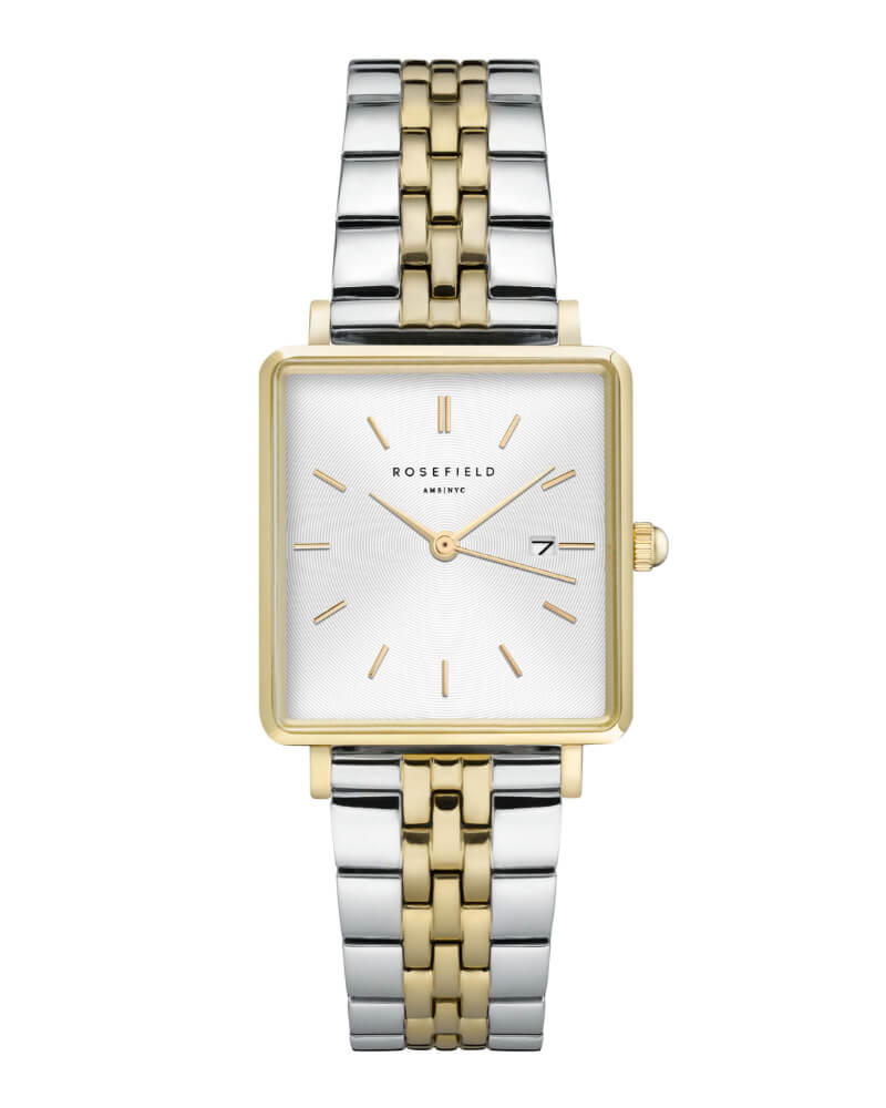 Montre Rosefield THE BOXY Duotone Blanc Sunray Or Jaune