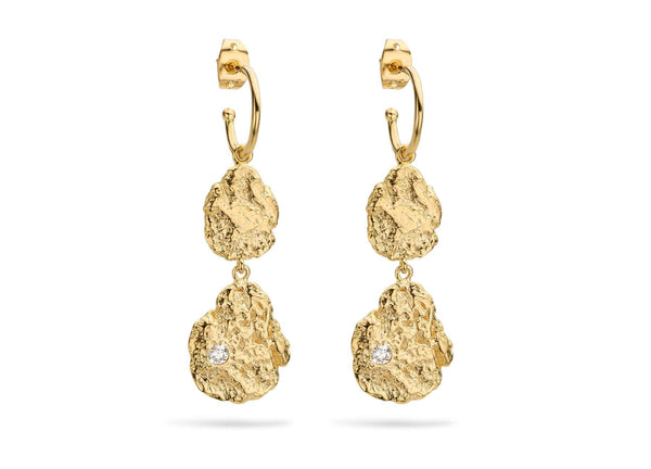 Boucles d'oreilles MYA BAY Double pépite d'or BO-77.G - PRECIOVS