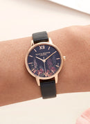 Montre Olivia Burton Dark Bouquet Rose Gold & Black OB16WG43 - PRECIOVS