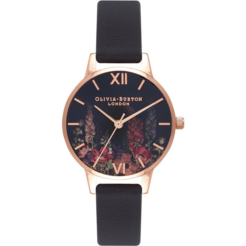 Montre Olivia Burton Dark Bouquet Rose Gold & Black OB16WG43 - PRECIOVS