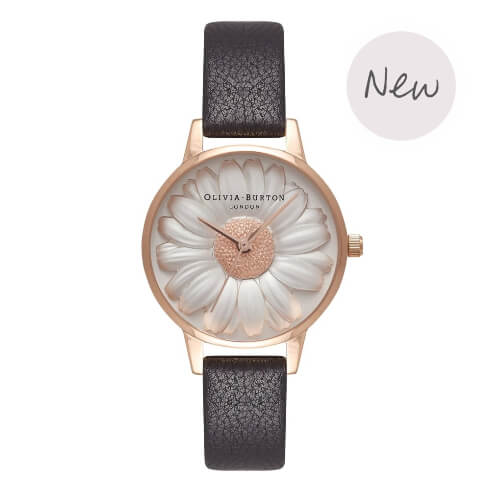 Montre Olivia Burton FLOWER SHOW 3D DAISY Black Rose Gold OB16FS97 - PRECIOVS